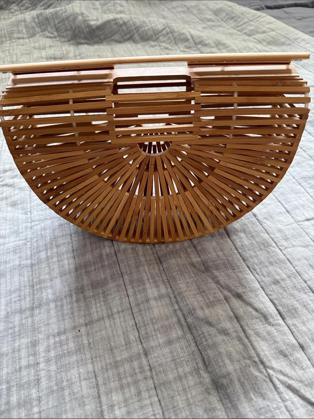 Half-Moon Bamboo Clutch in Natural Tan